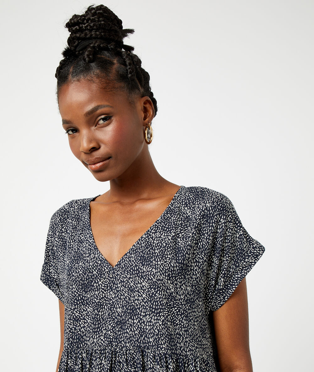 Robe imprimée dos ouvert marine.