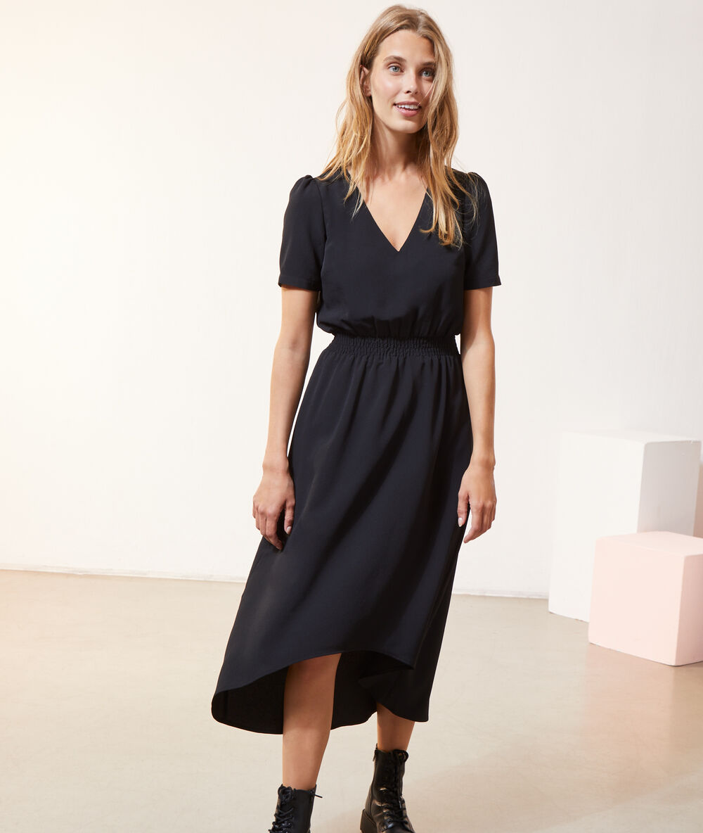 Robe longue manches courtes noir.