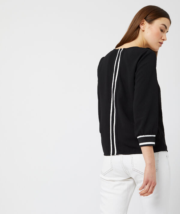 Blouse à bandes contrastées noir.