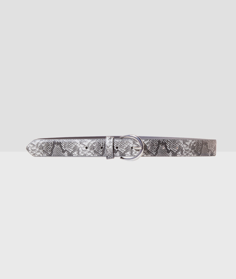 Ceinture imprimé python gris chine.