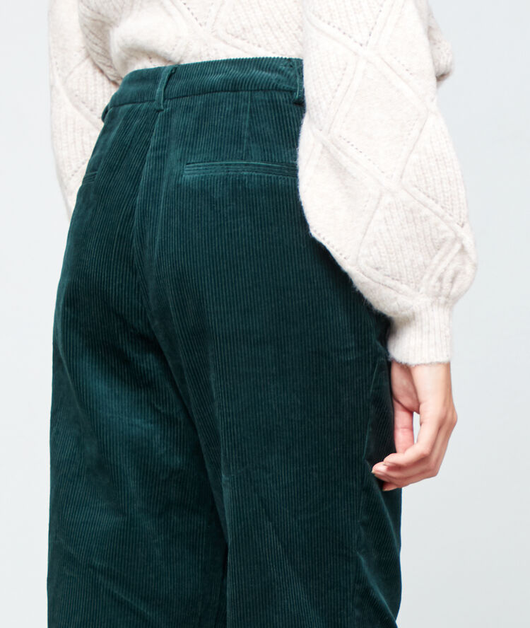 Pantalon large en velours côtelé forêt.