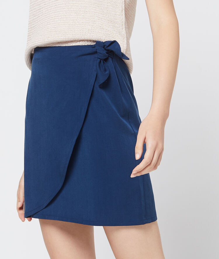 Jupe portefeuille en tencel® cobalt.