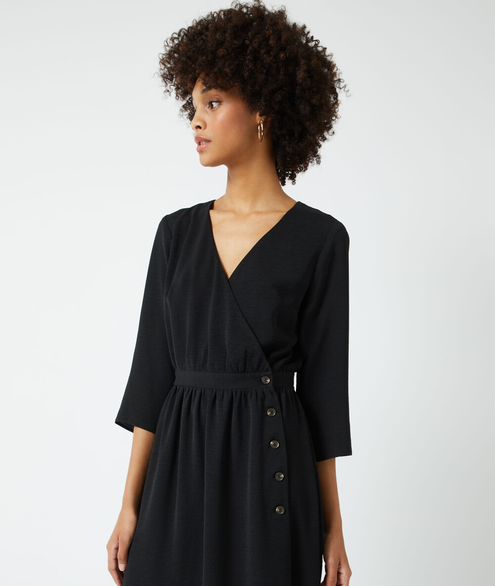 Robe longue cache-coeur noir.