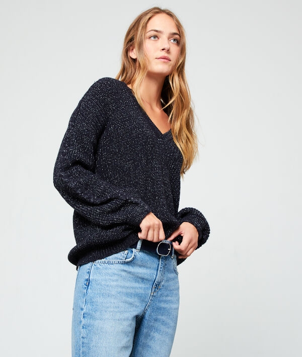 Pull à fils métallisés en grosse maille Pull à fils métallisés en grosse maille