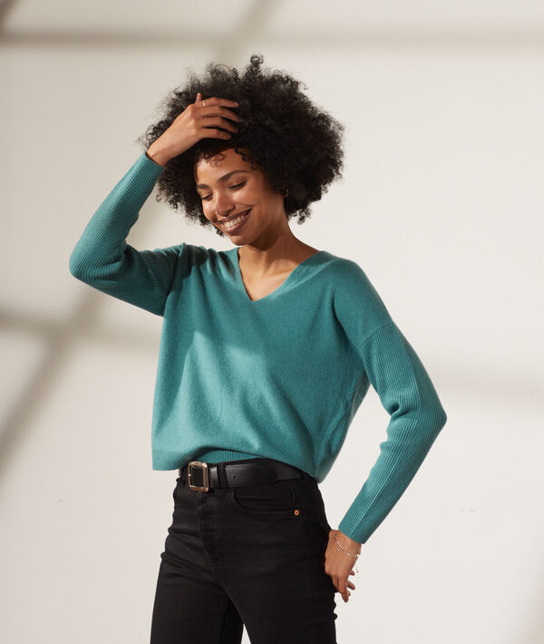 Pull col V laine et cachemire Pull col V laine et cachemire