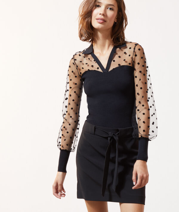 Top manches transparentes à pois Top manches transparentes à pois