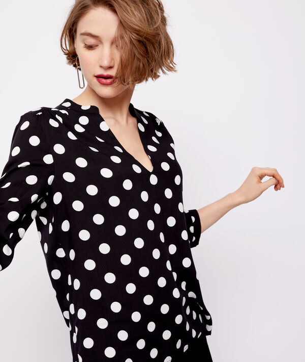 Blouse col tunisien à pois Blouse col tunisien à pois