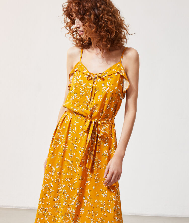 Robe à imprimé floral safran.