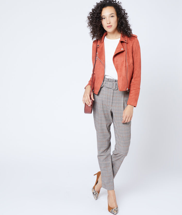 Veste de biker effet daim rouille.