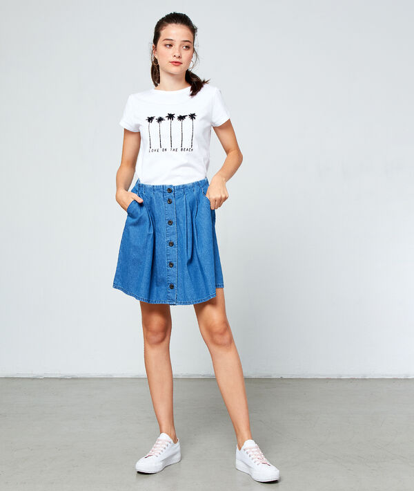 T-shirt "love on the beach" en coton ecru.