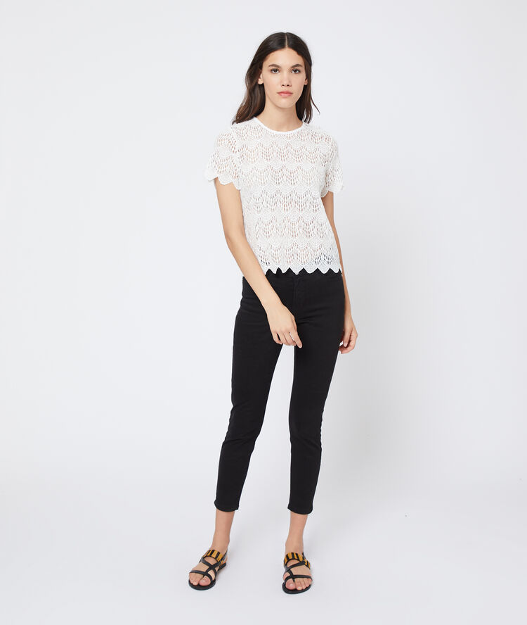 Pantalon slim court en coton noir.