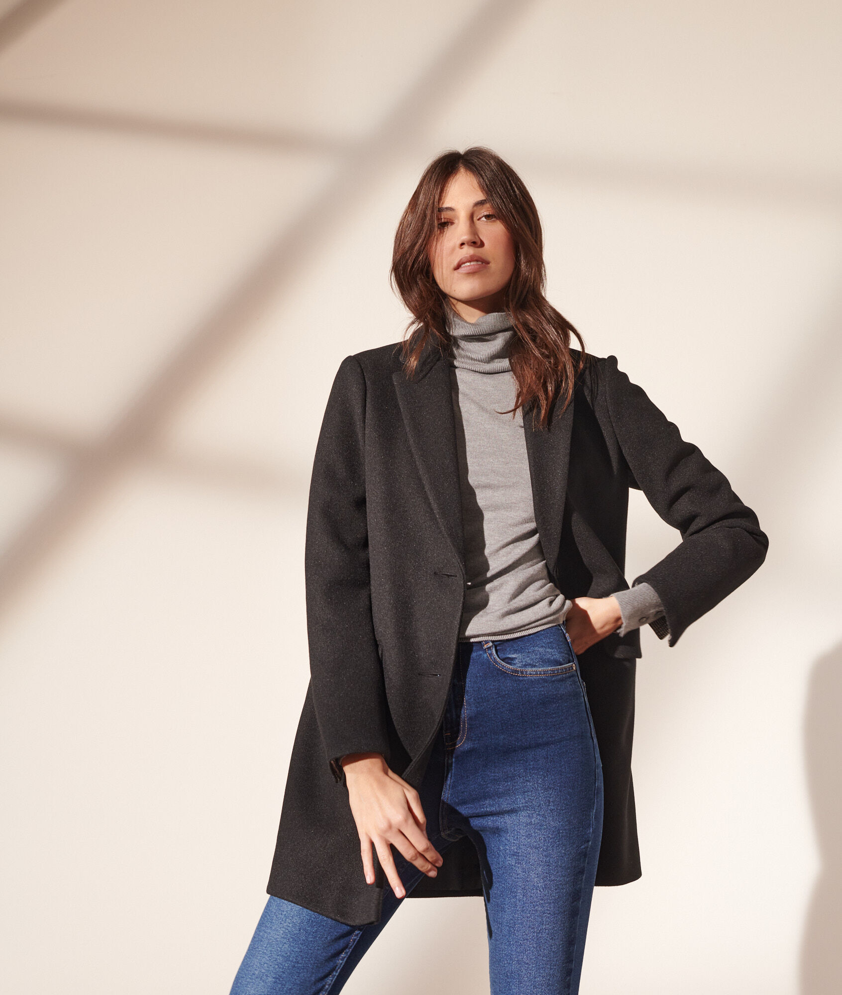 manteau laine retournée