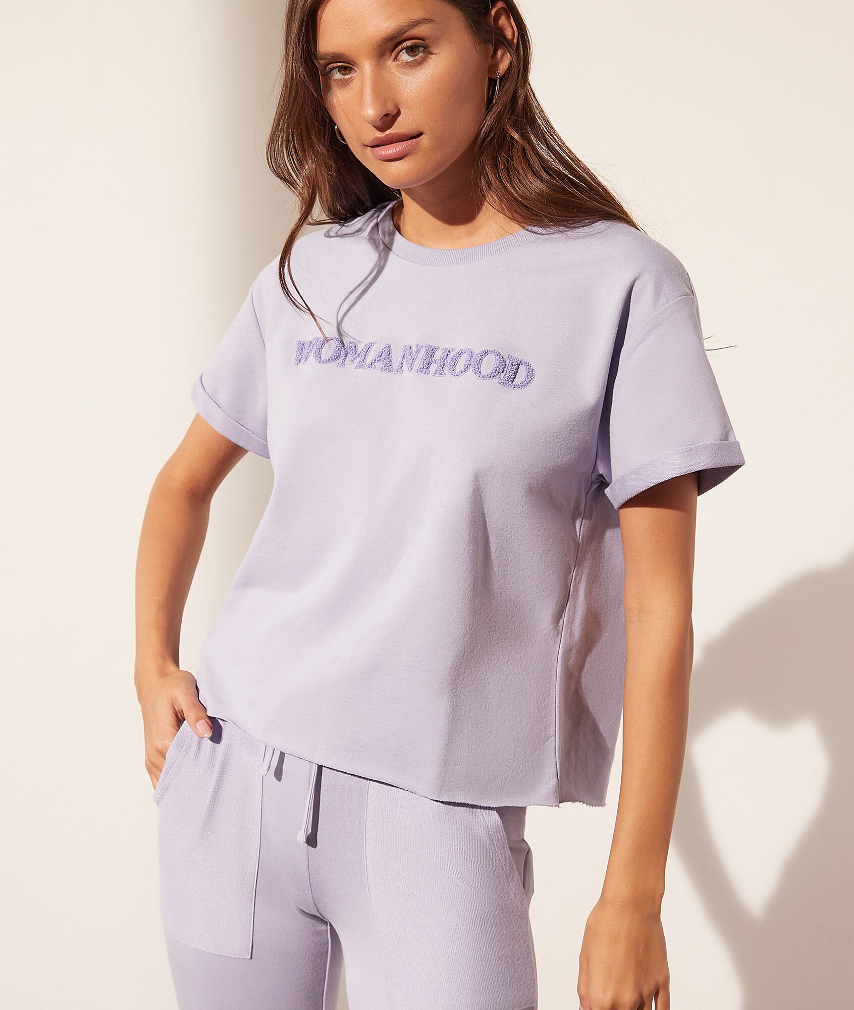 T-shirt col rond 'womanhood' - Womanhood - XS - Violet - Femme - Etam