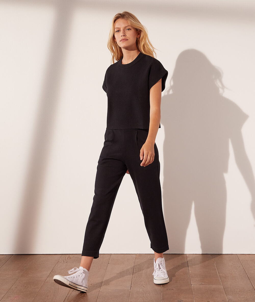 Pantalon jogger en maille noir.