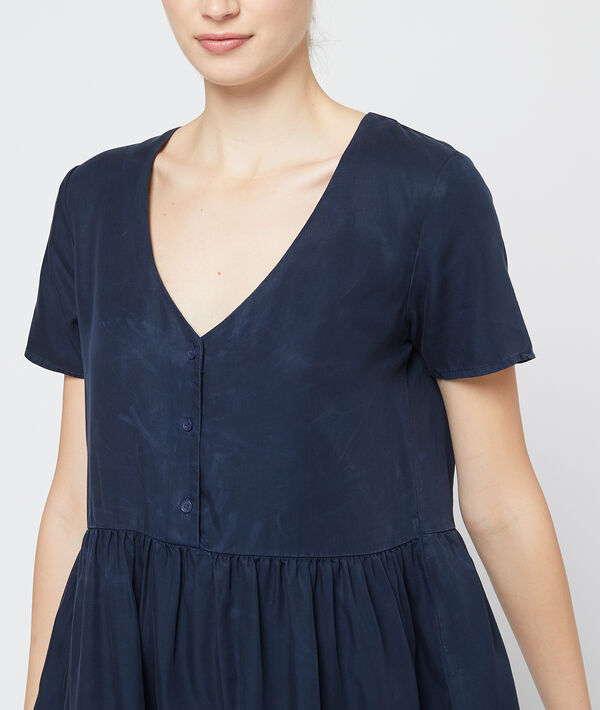 Robe évasée en tencel® marine.