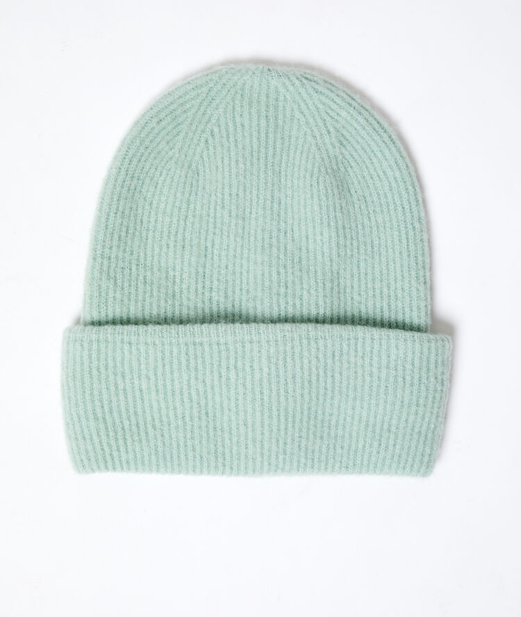 Bonnet côtelé uni sauge.