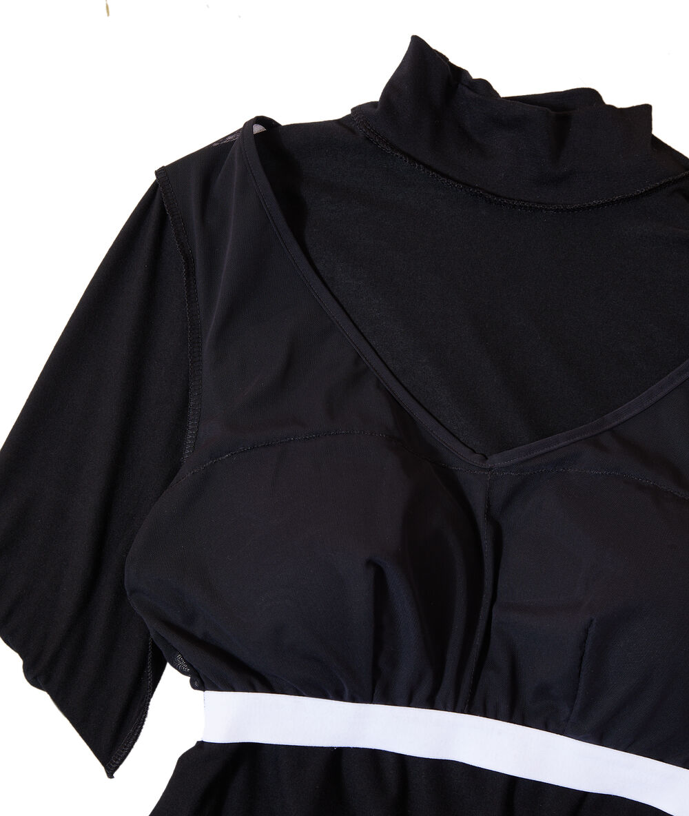 Body col cheminée 2 en 1 - brassière intégrée noir.