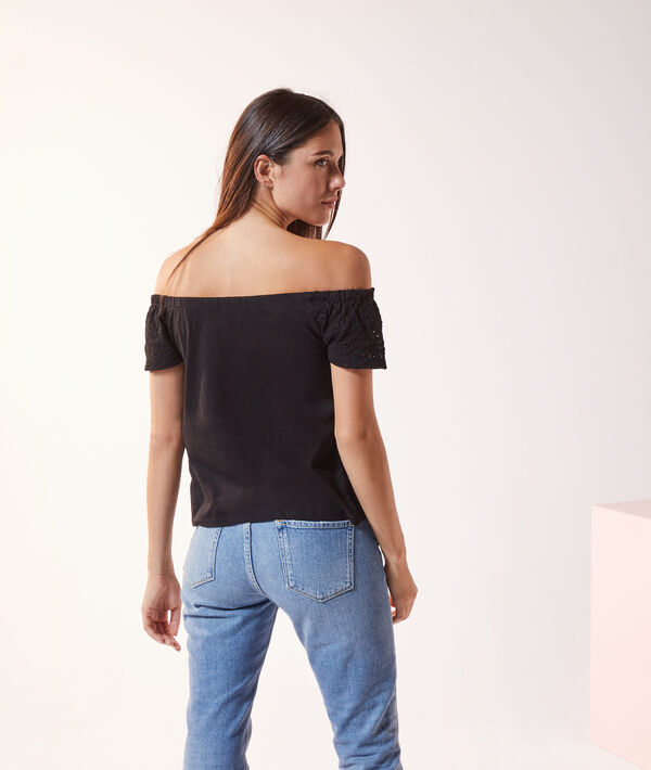 T-shirt guipure épaules dénudées T-shirt guipure épaules dénudées