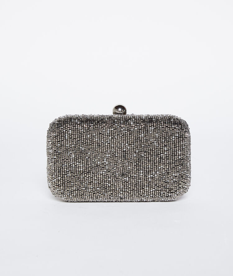 Sac minaudière à perles argent.