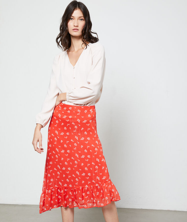 Blouse col v nude.
