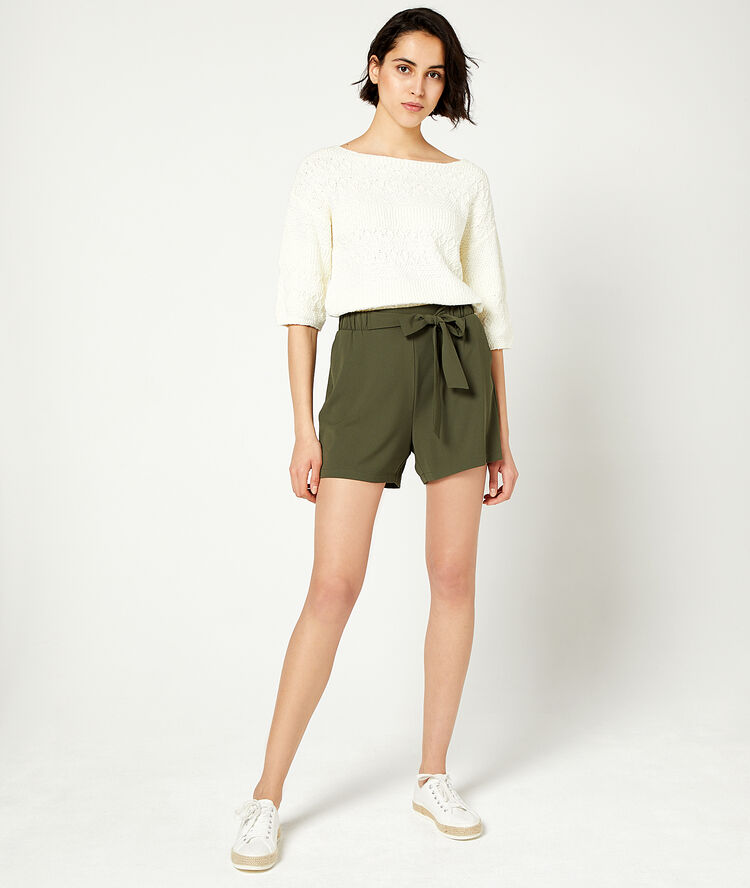 Short à nouer kaki.