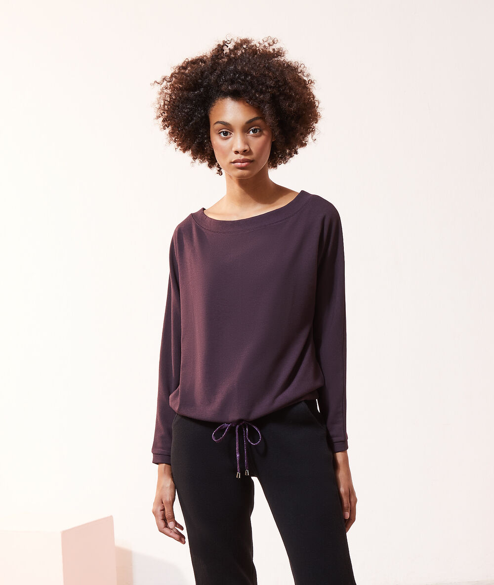 Pull fin col bateau liens de serrage prune.