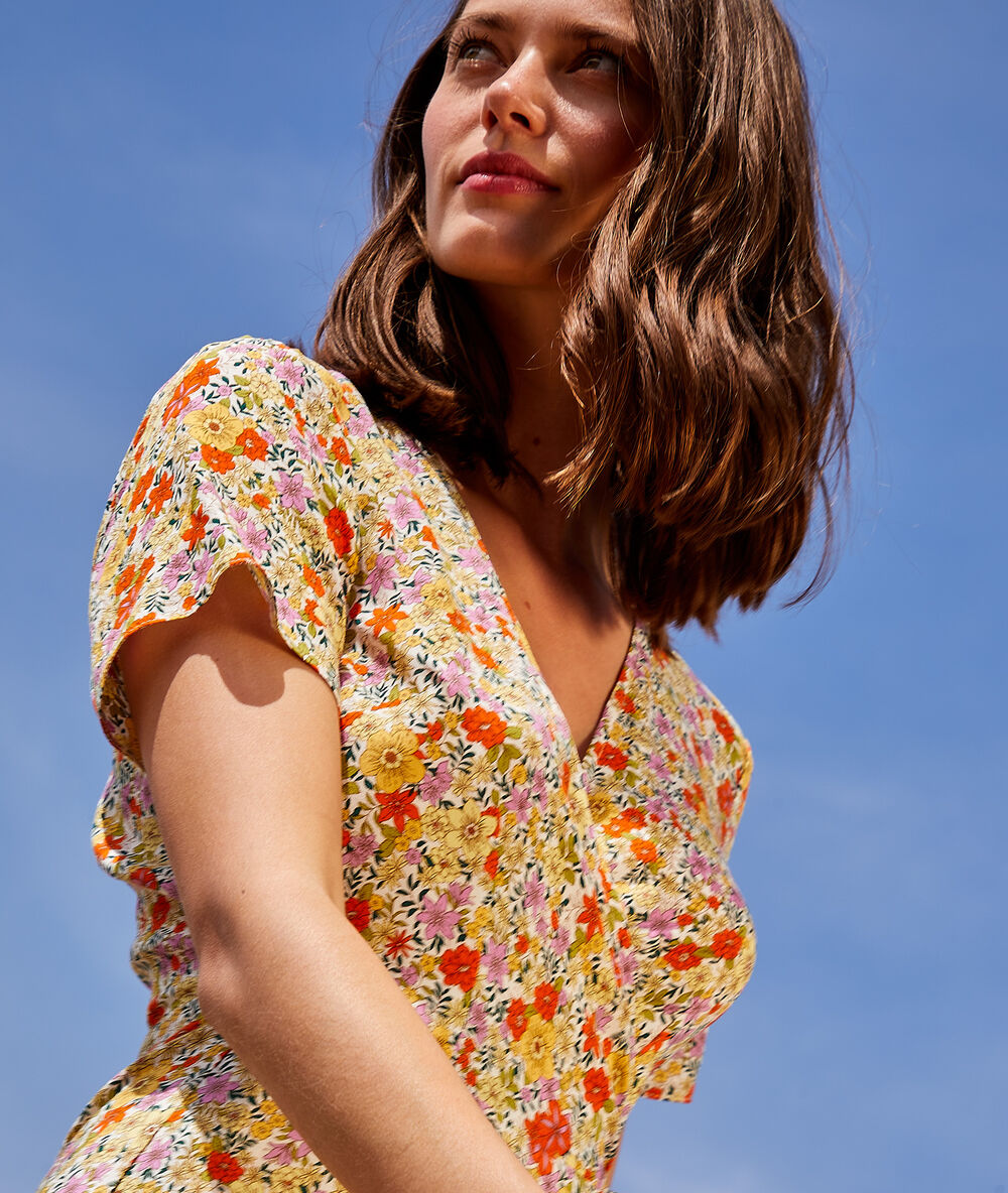 Robe longue portefeuille ecru.