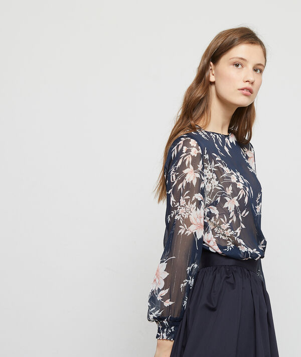 Blouse à motif fleuri, effet transparent Blouse à motif fleuri, effet transparent