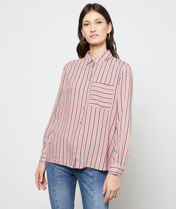 Chemise à rayures bois de rose.