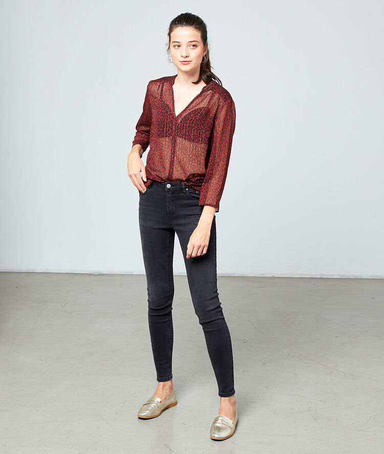 Blouse effet transparent rouille.