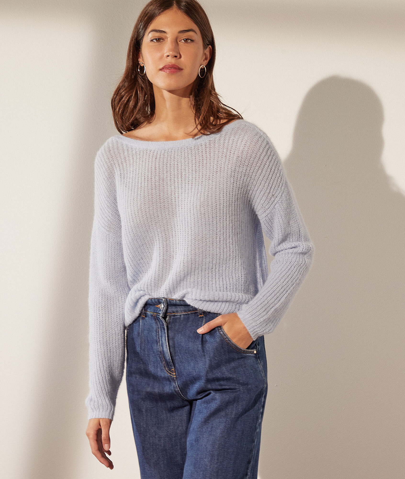 Gilet réversible en maille - Lalie - XS - Bleu Clair - Femme - Etam