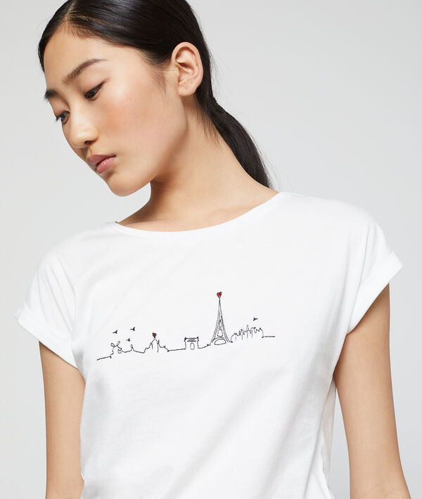 T-shirt imprimé à broderies 100% coton T-shirt imprimé à broderies 100% coton