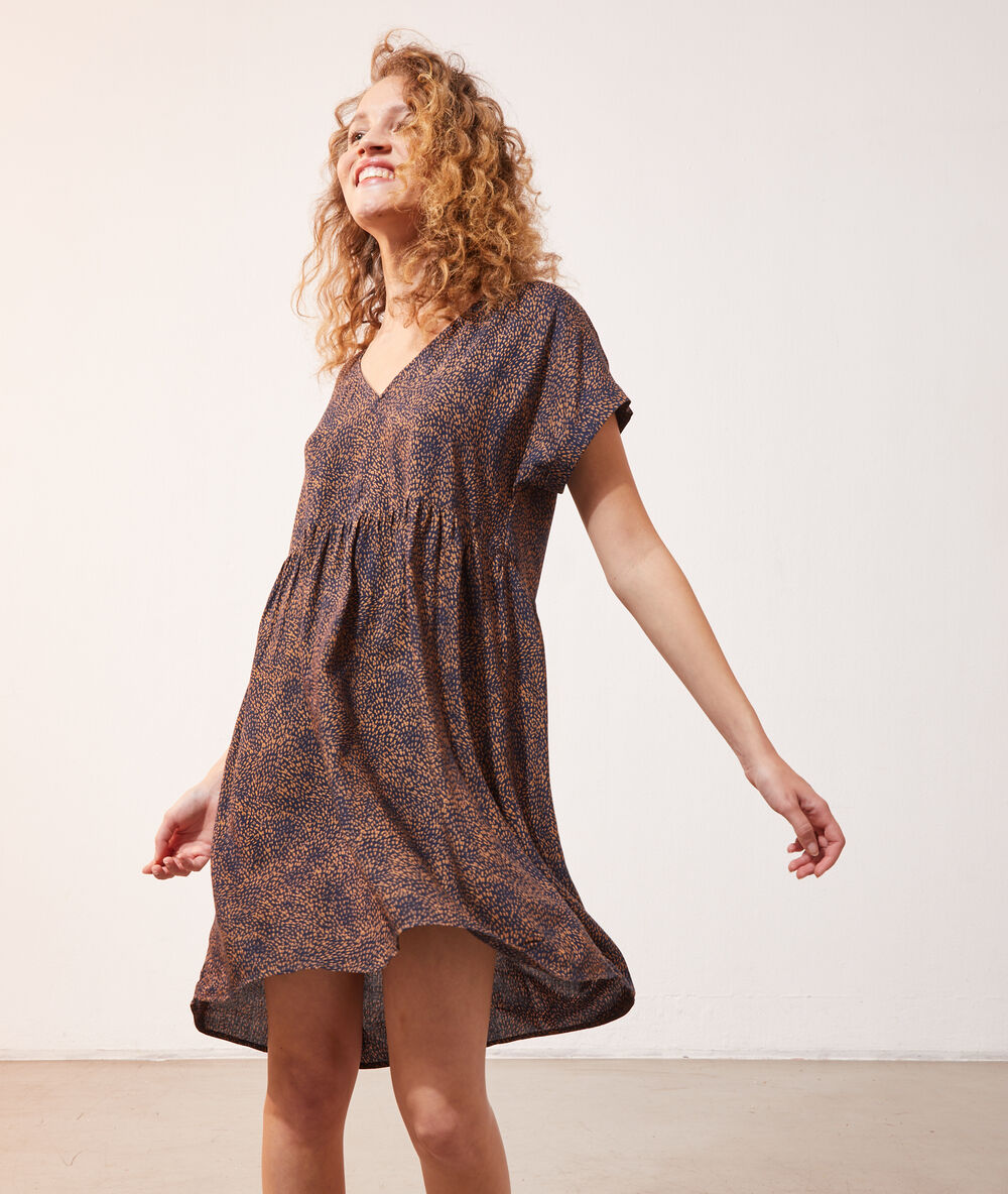 Robe imprimée dos ouvert savane.