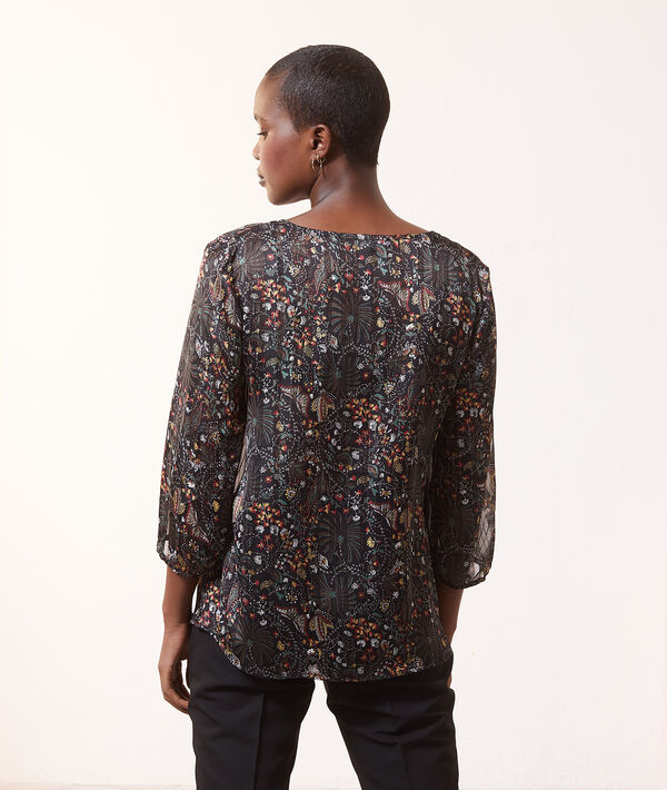 Blouse imprimé fleuri col V Blouse imprimé fleuri col V