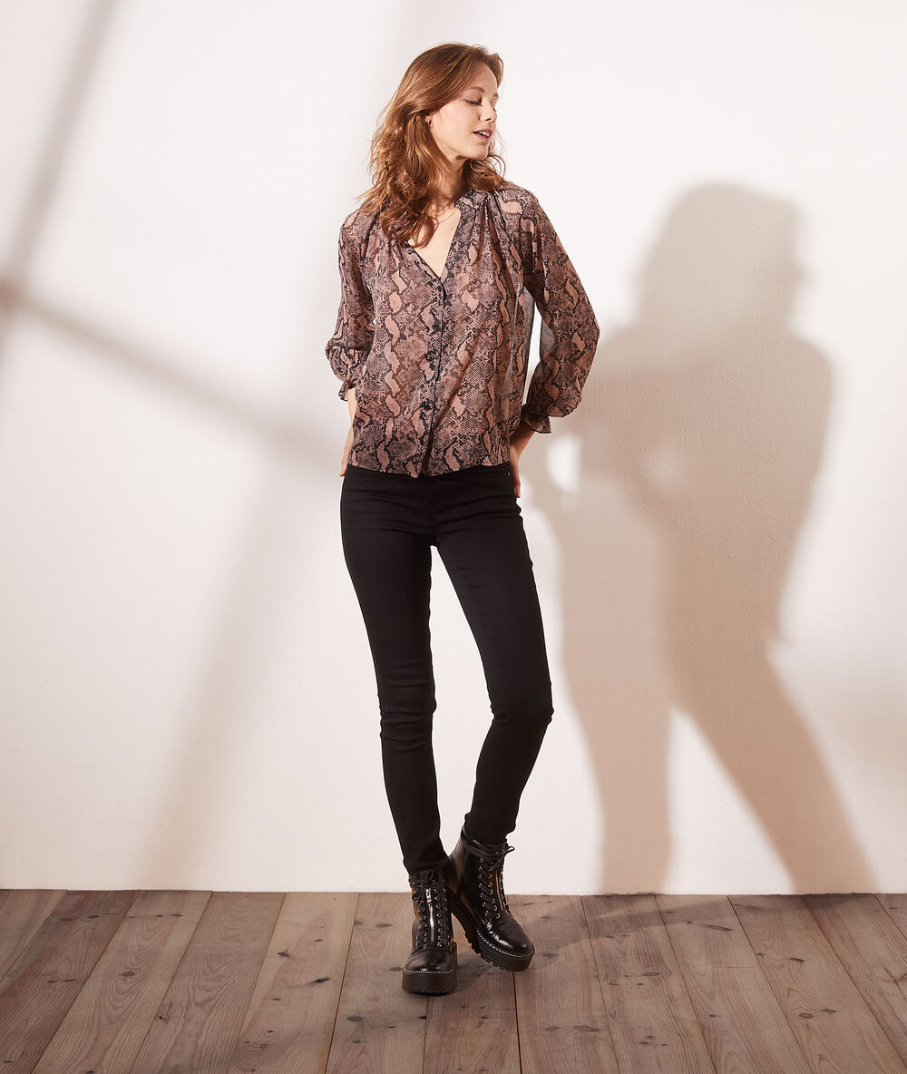 Chemise transparente imprimé python blush.