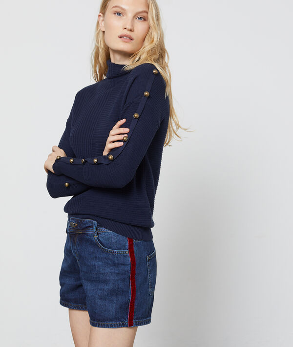 Short en jean avec bande latérale Short en jean avec bande latérale