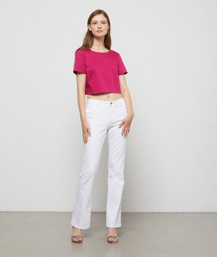 Crop top dos boutonné framboise.