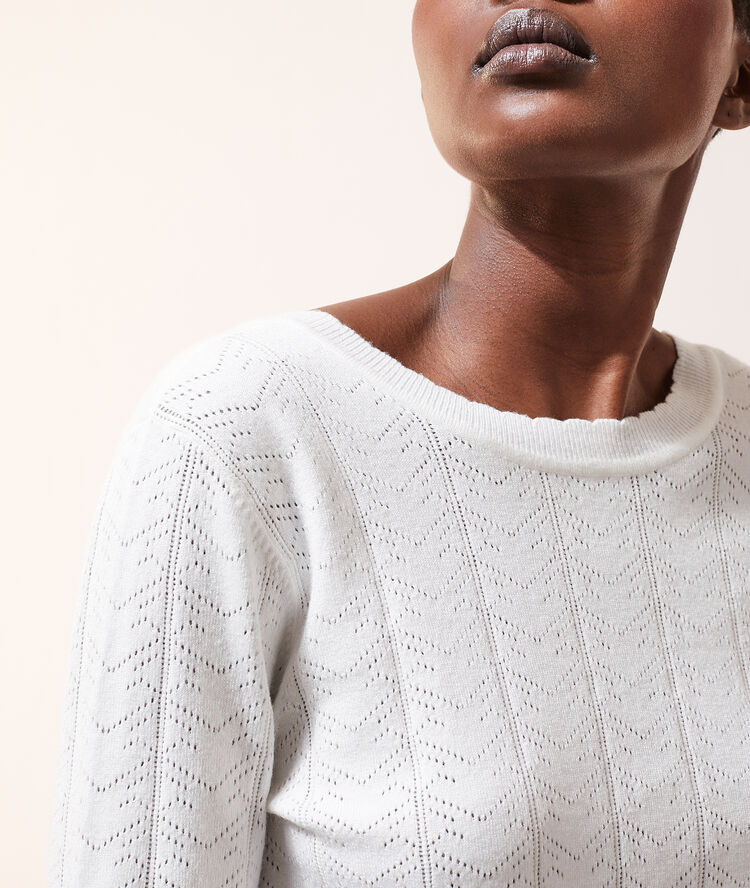 Pull dos décolleté ecru.