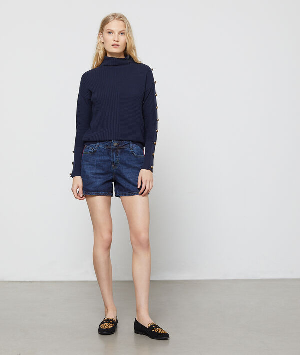 Short en jean avec bande latérale stone.