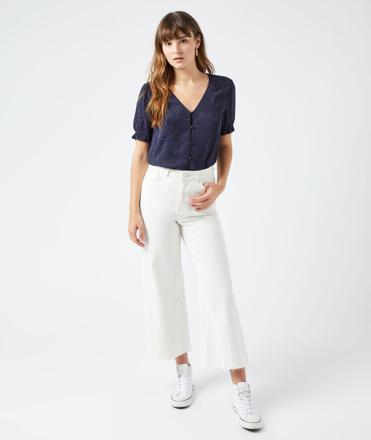 Blouse imprimé fleuri marine.