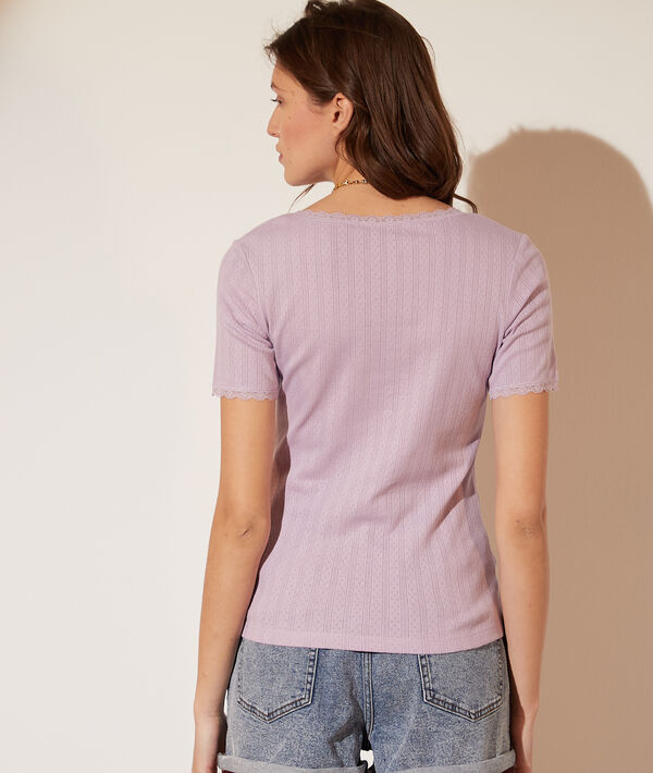 T-shirt pointelle en coton bio détails en dentelle T-shirt pointelle en coton bio détails en dentelle
