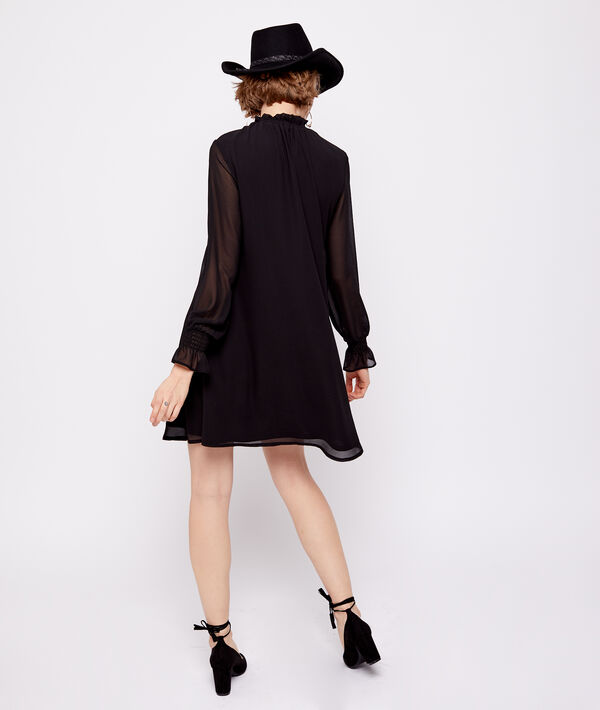 Robe col montant manches transparentes Robe col montant manches transparentes
