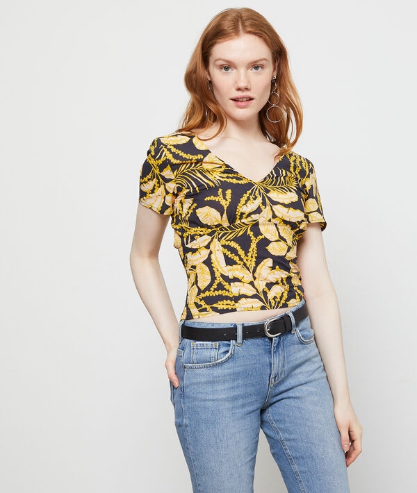 Top en coton imprimé feuillage Top en coton imprimé feuillage