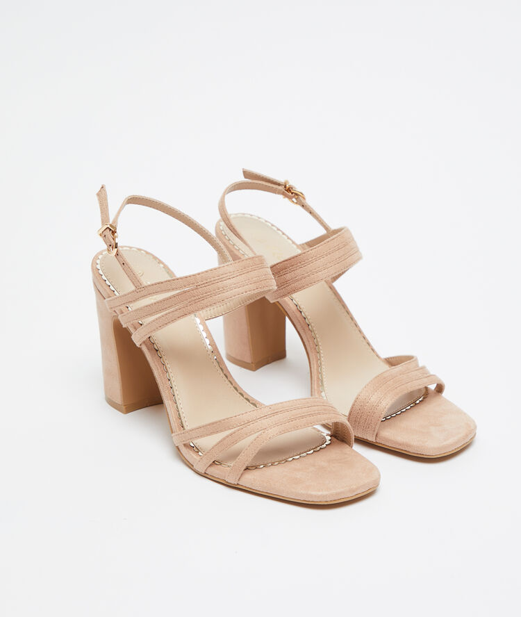 Sandales à talons effet daim blush.
