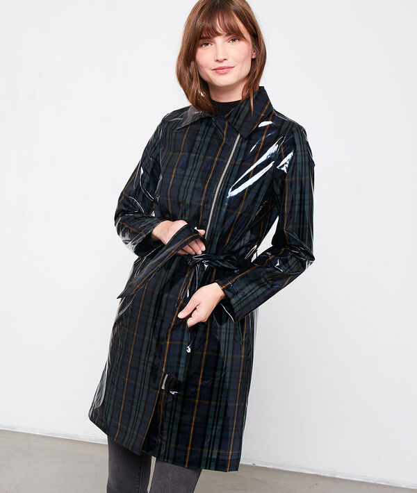 Trench imprimé tartan effet vinyle Trench imprimé tartan effet vinyle