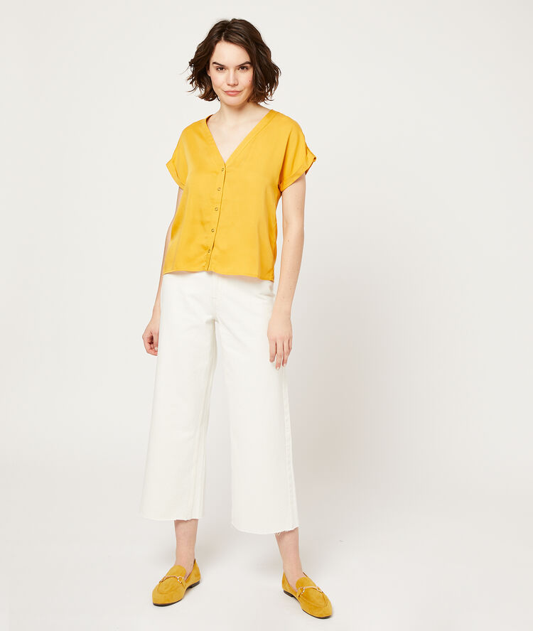 Blouse unie curry.