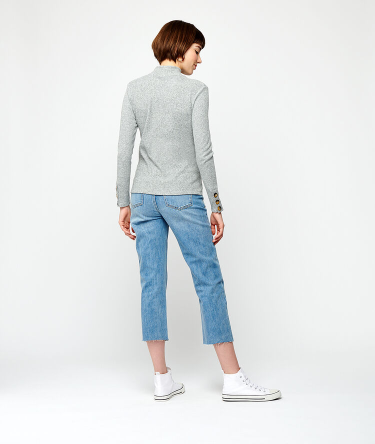 Top en maille fine gris chine moyen.
