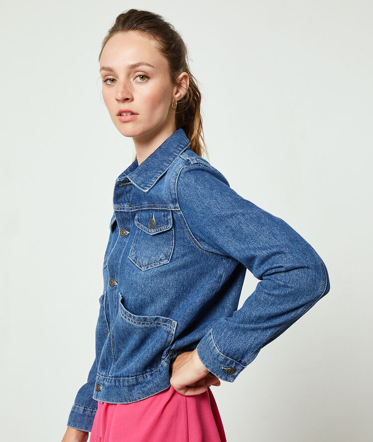 Veste courte en jean stone.