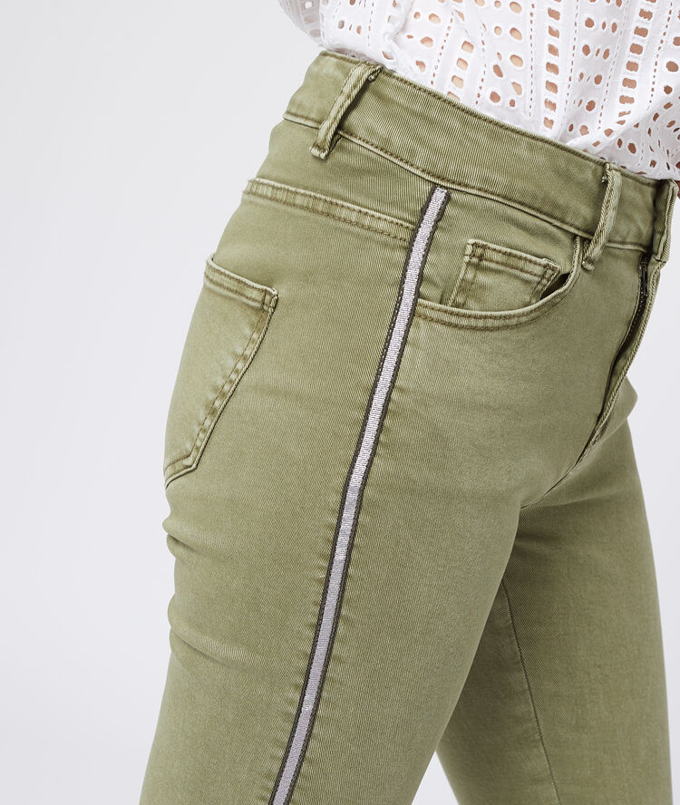 Pantalon slim à bandes latérales kaki.