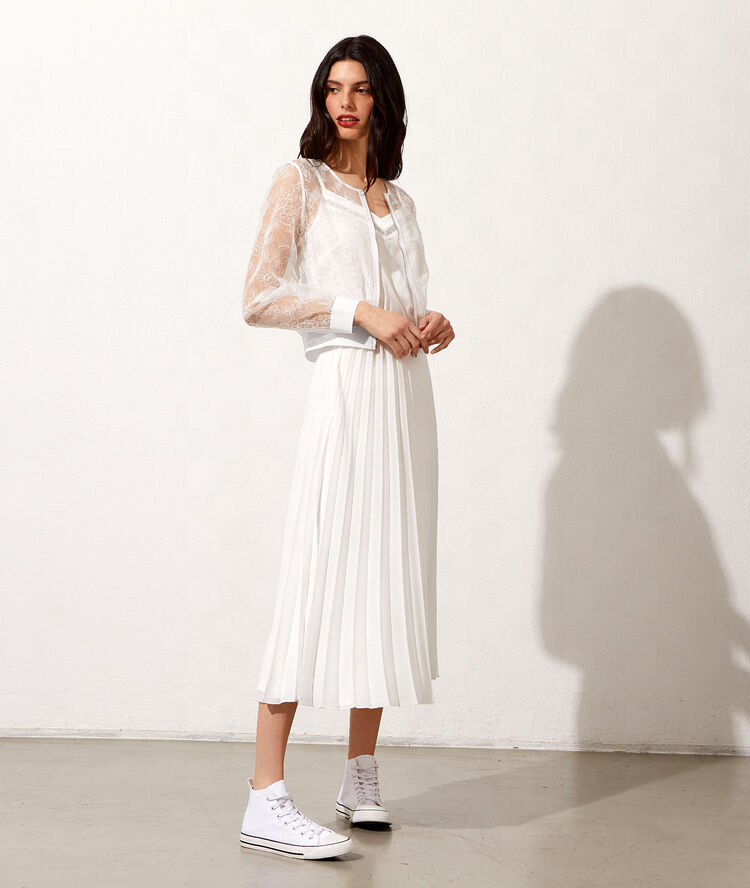 Bomber en organza brodé ecru.
